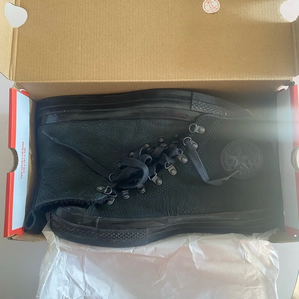 Converse Chuck Taylor All-Star Textured Black Suede Fur Lined Men's Shoes Size 8